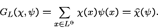 \begin{displaymath}G_L(\chi,\psi) =\sum_{x\in L^\times} \chi(x)\psi(x)=\hat \chi(\psi).\end{displaymath}